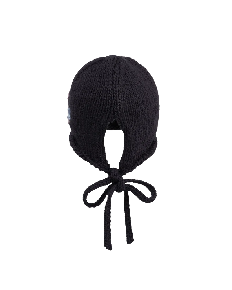 Forget-Me-Not Knitted Navy Bonnet