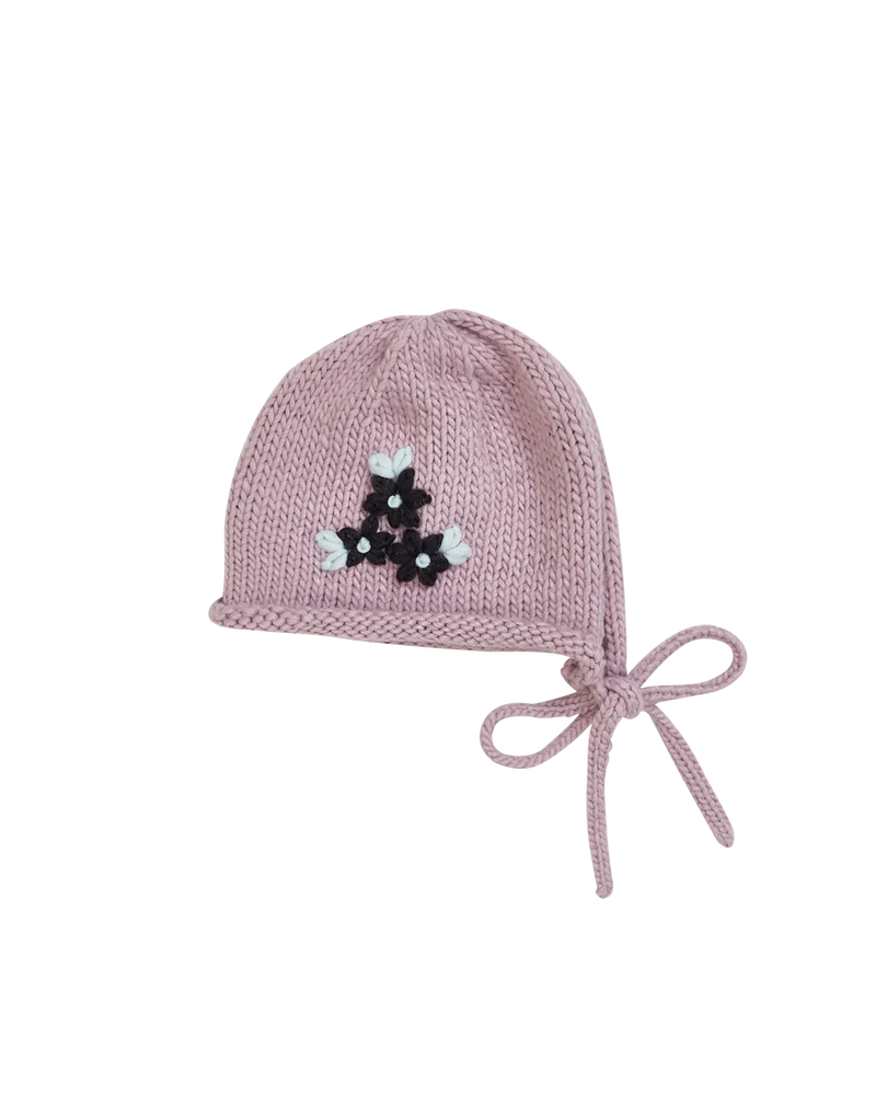 Forget-Me-Not Knitted Lilac Bonnet