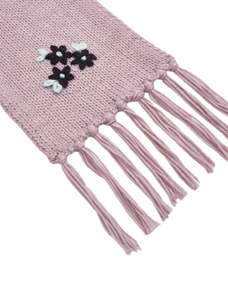 Forget-Me-Not Knitted Scarf in Lilac