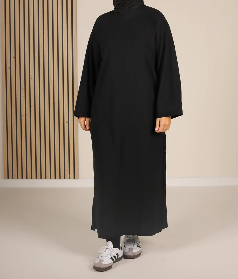 Baumwoll-Kurzkleid Hayfa - Schwarz