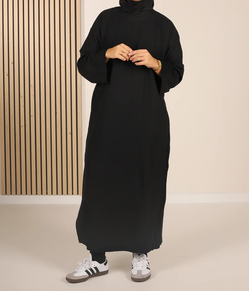 Baumwoll-Kurzkleid Hayfa - Schwarz