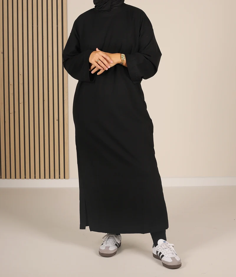 Baumwoll-Kurzkleid Hayfa - Schwarz