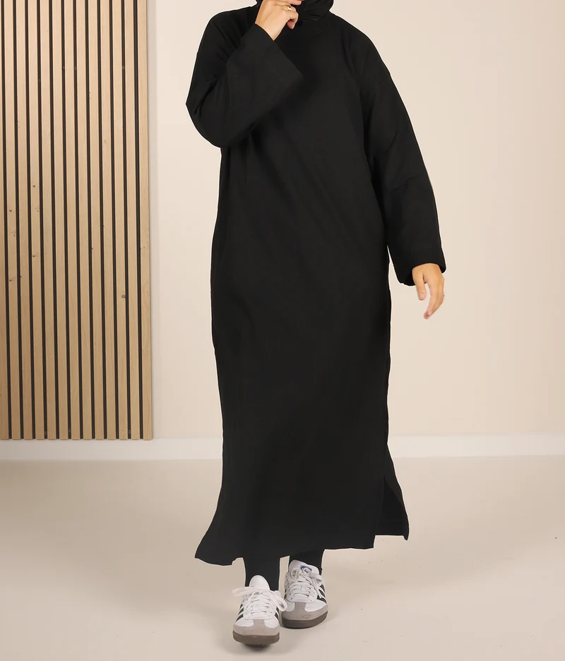 Baumwoll-Kurzkleid Hayfa - Schwarz
