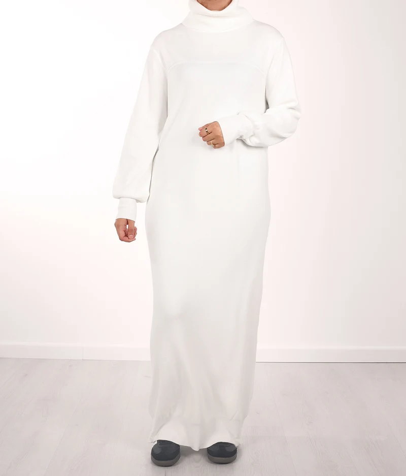 Lange gestrickte Raglan-Abaya – Elfenbein