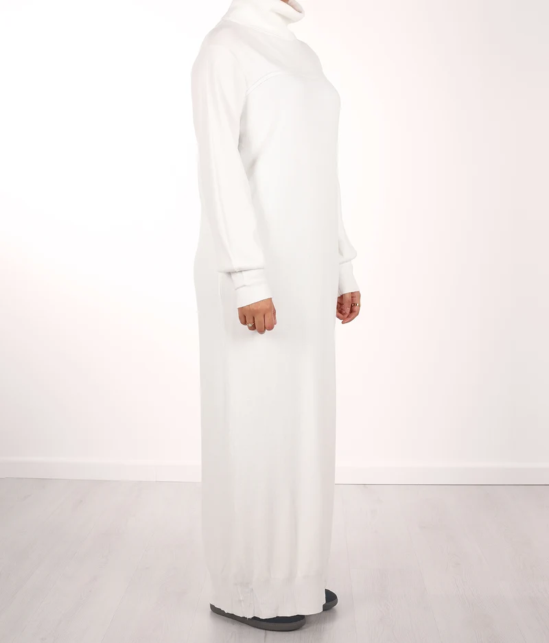 Lange gestrickte Raglan-Abaya – Elfenbein