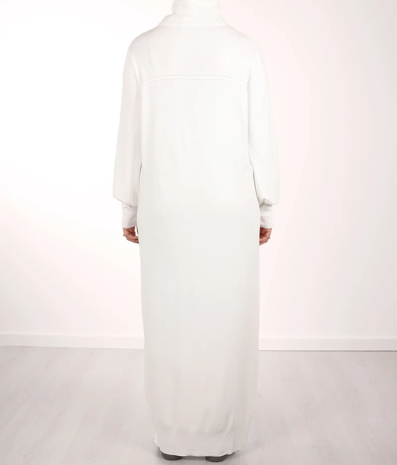 Lange gestrickte Raglan-Abaya – Elfenbein