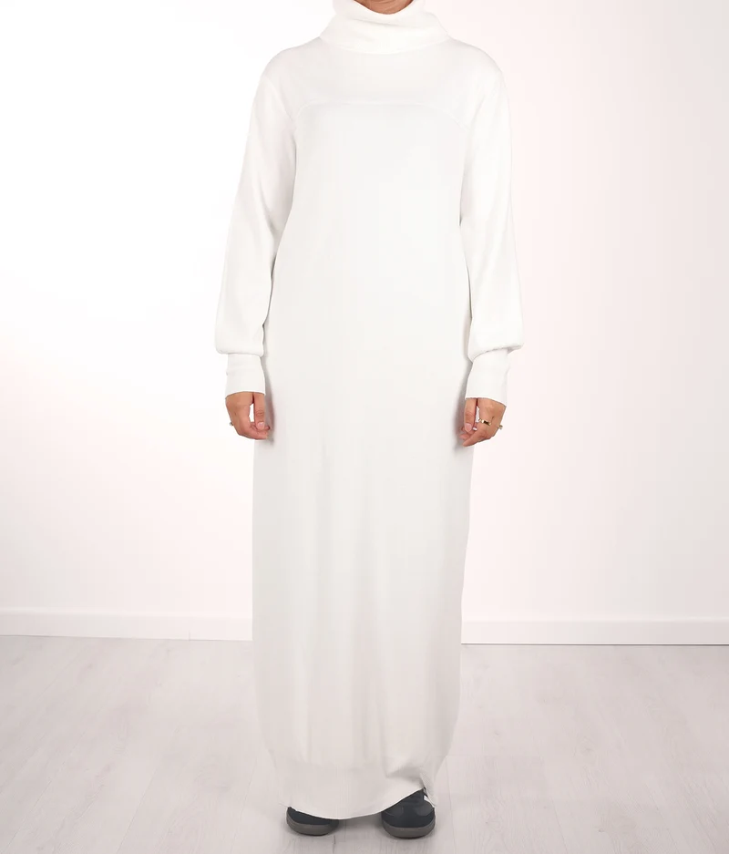 Lange gestrickte Raglan-Abaya – Elfenbein