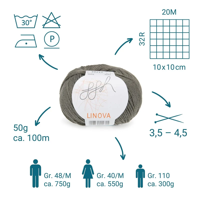ggh Linova | 100% Baumwolle | 100m/50g | 073 - Khaki