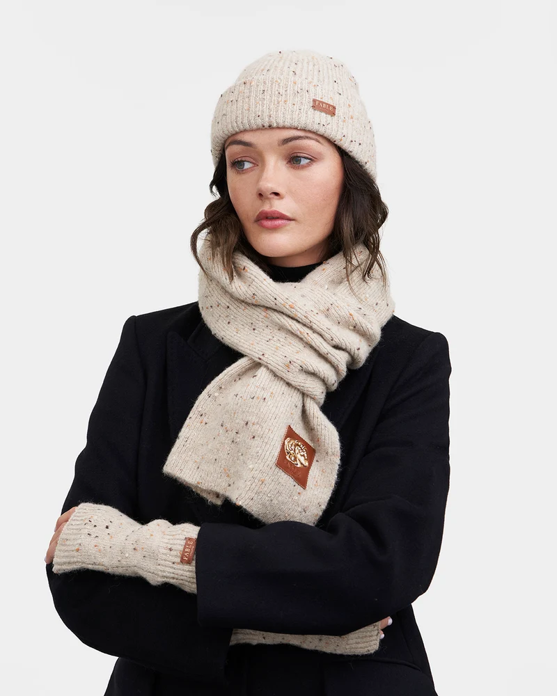 Knitted Beanie Hat in Taupe