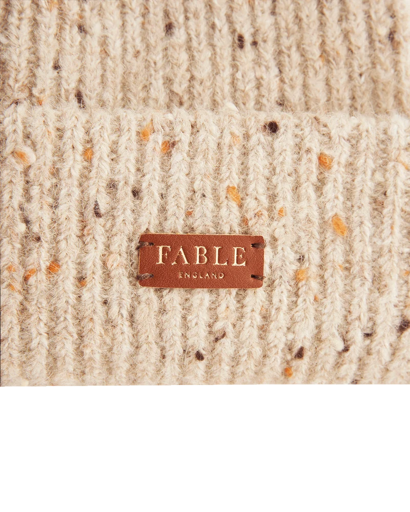 Knitted Beanie Hat in Taupe
