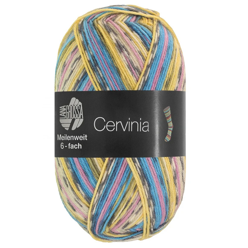 Lana Grossa Meilenweit 6-fädig 150 Cervinia 9758 Hellblau/Dunkelblau/Rosa/Grau/Silbergrau/Vanille/Perlbeige