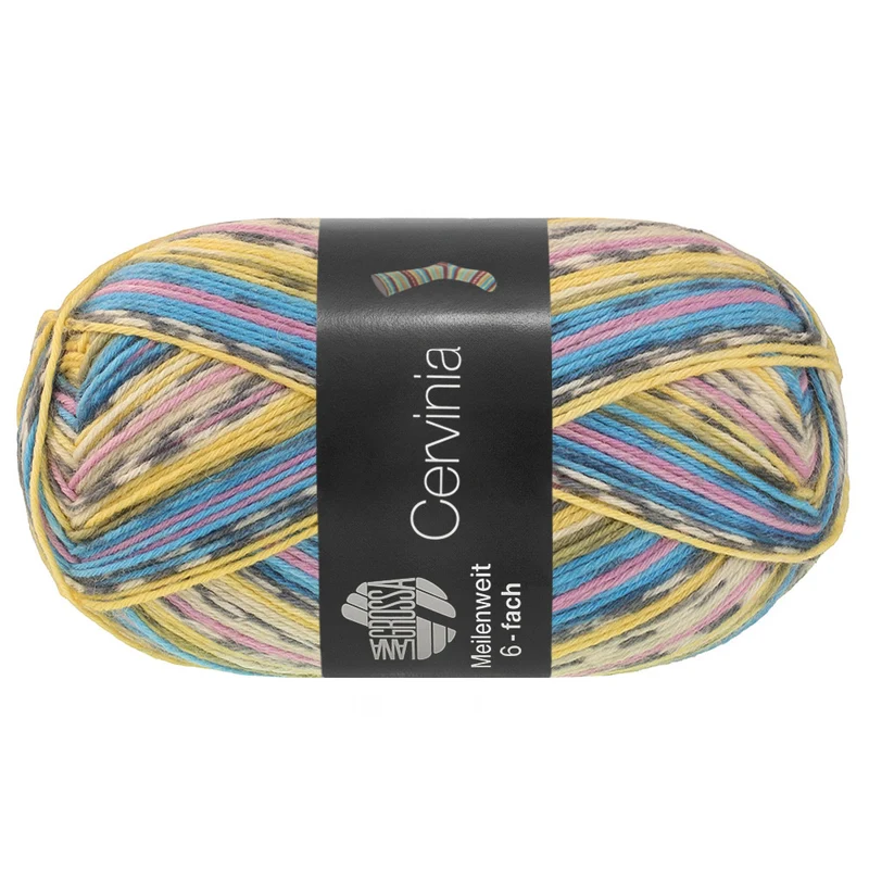 Lana Grossa Meilenweit 6-fädig 150 Cervinia 9758 Hellblau/Dunkelblau/Rosa/Grau/Silbergrau/Vanille/Perlbeige