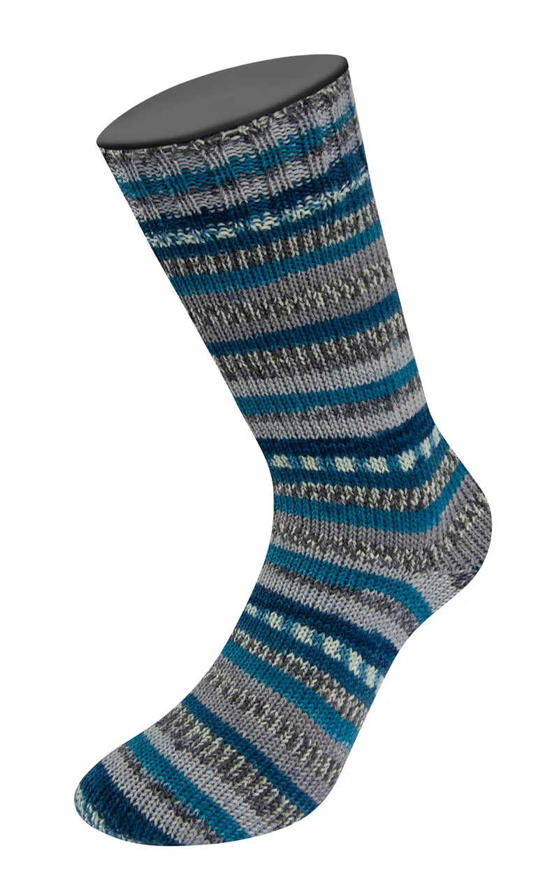 Lana Grossa Meilenweit 6-fach 150 Cervinia 9756 Anthrazit/Weiß/Jeansblau/Hellgrau/Azurblau
