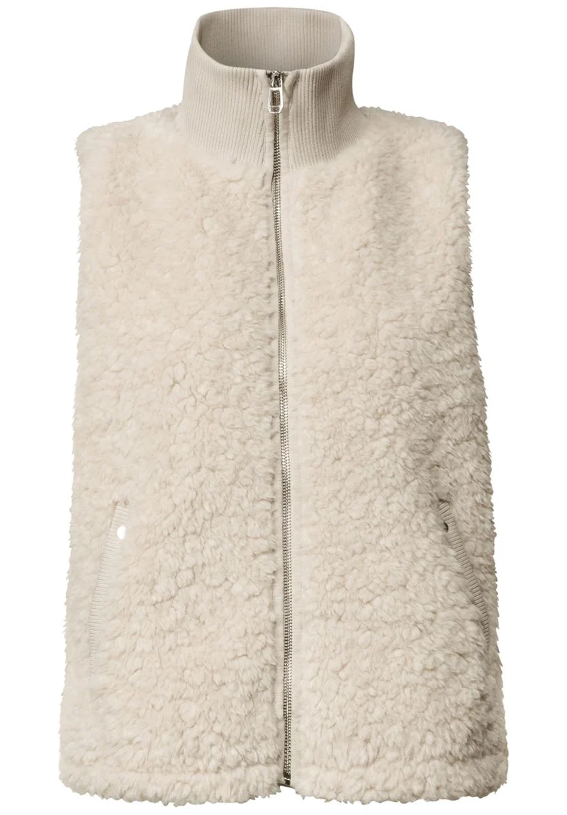 Fake Fur Weste mit Strickdetails