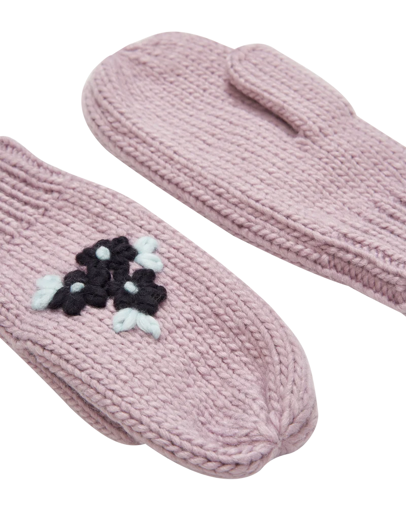 Forget-Me-Not Knitted Lilac Mittens