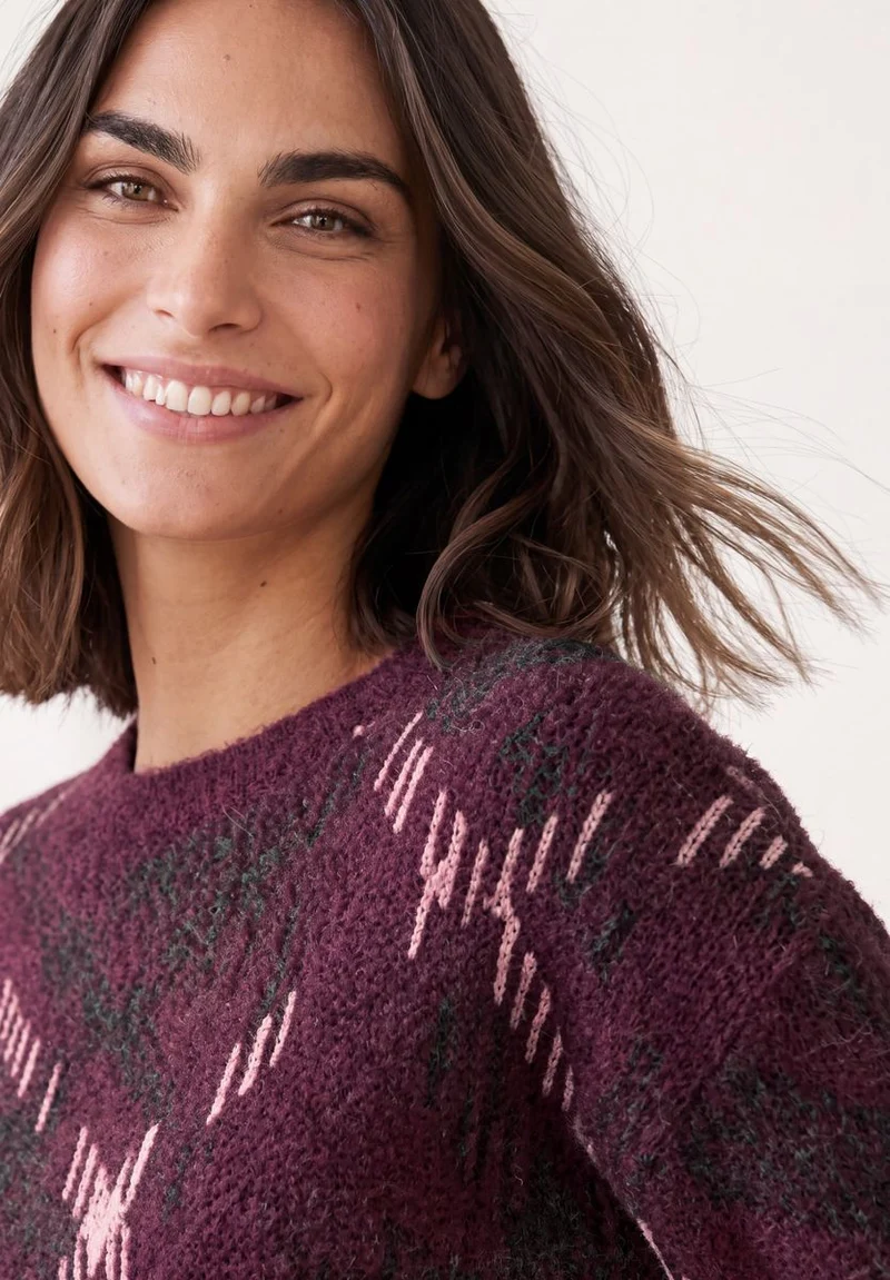 Kurzarm Pullover mit Rundhals und Muster