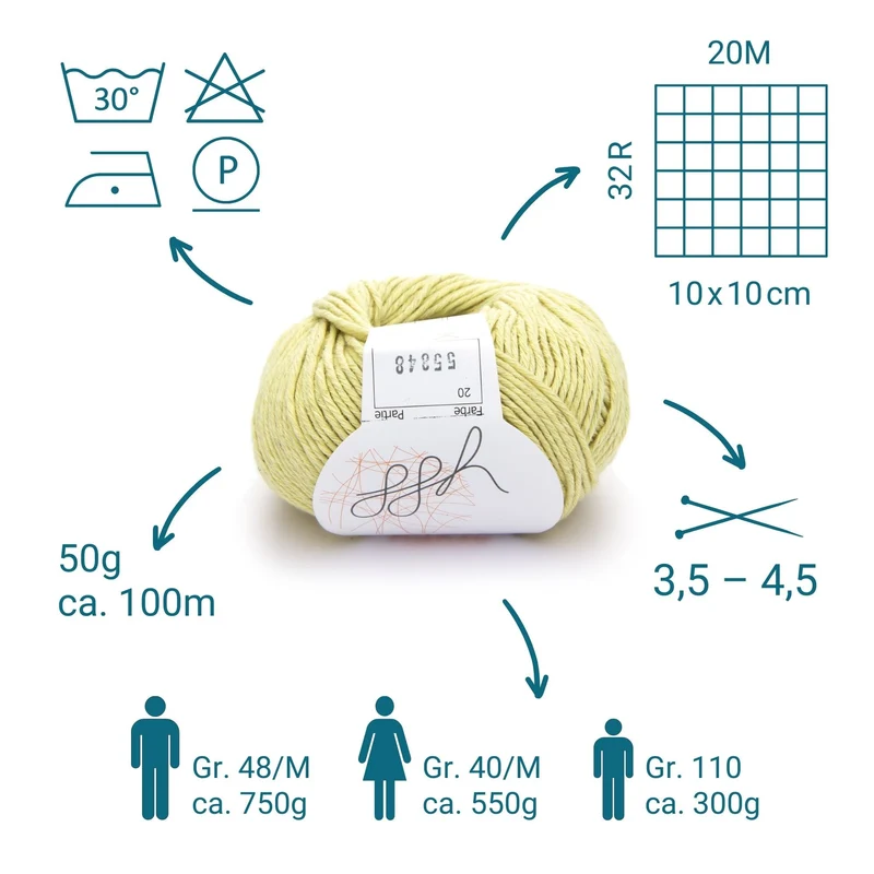 ggh Linova | 100% Baumwolle | 100m/50g | 020 - Cremegelb