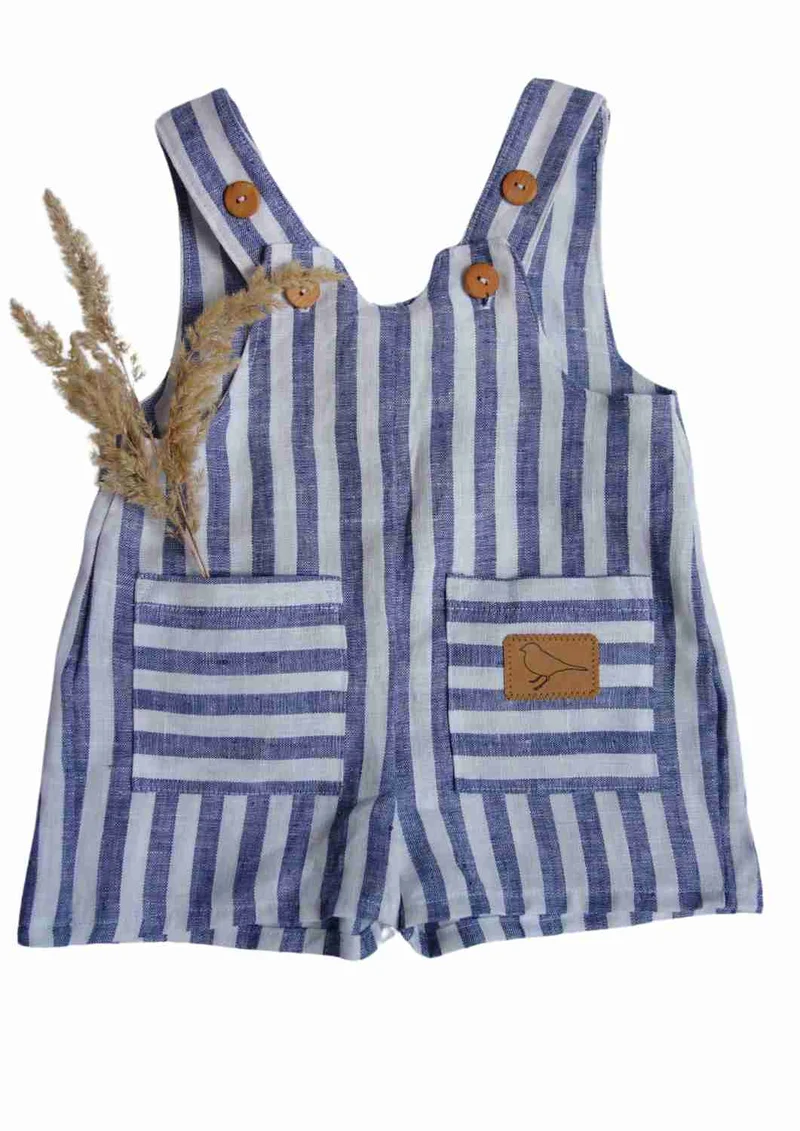 kurze Leinenlatzhose für Kinder "Weide", Salopette