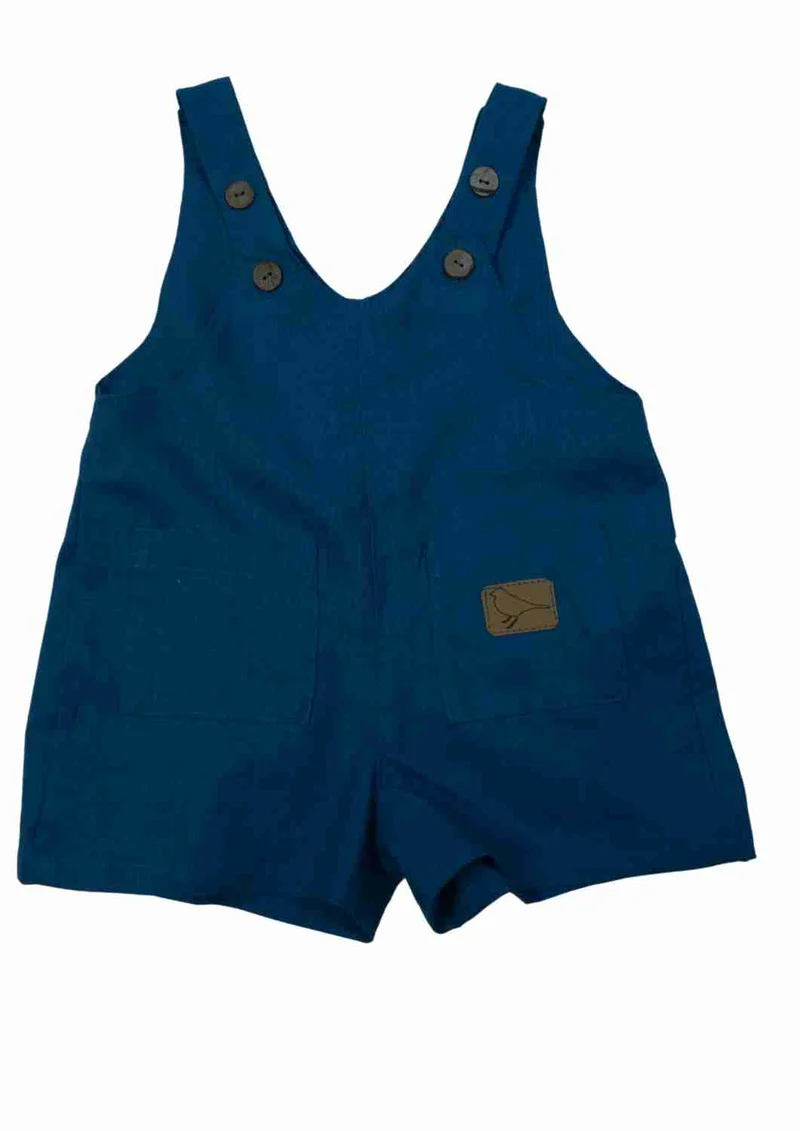 kurze Leinenlatzhose für Kinder "Weide", Salopette