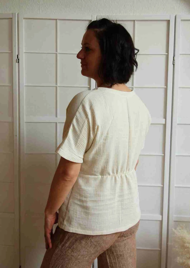Musselinbluse "Maiglöckchen" mit weiten Kimonoärmeln