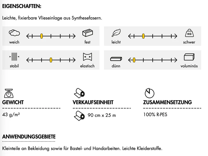 Gewebeeinlage Vlieseline ® F220 weiß