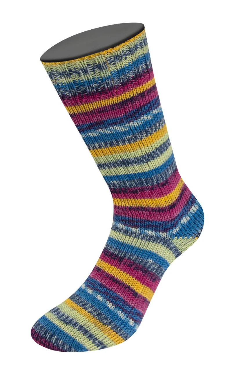Lana Grossa Meilenweit 6-fach 150 Cervinia 9754 Dunkel-Fuchsia/Dunkelblau/Weiß/Blau/Hell-/Eigelb