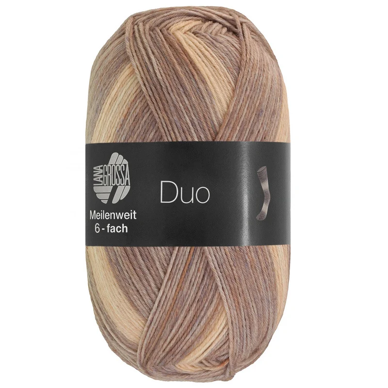 Lana Grossa Meilenweit 6-fach 150 Duo 9726 Graulila/Hellbeige