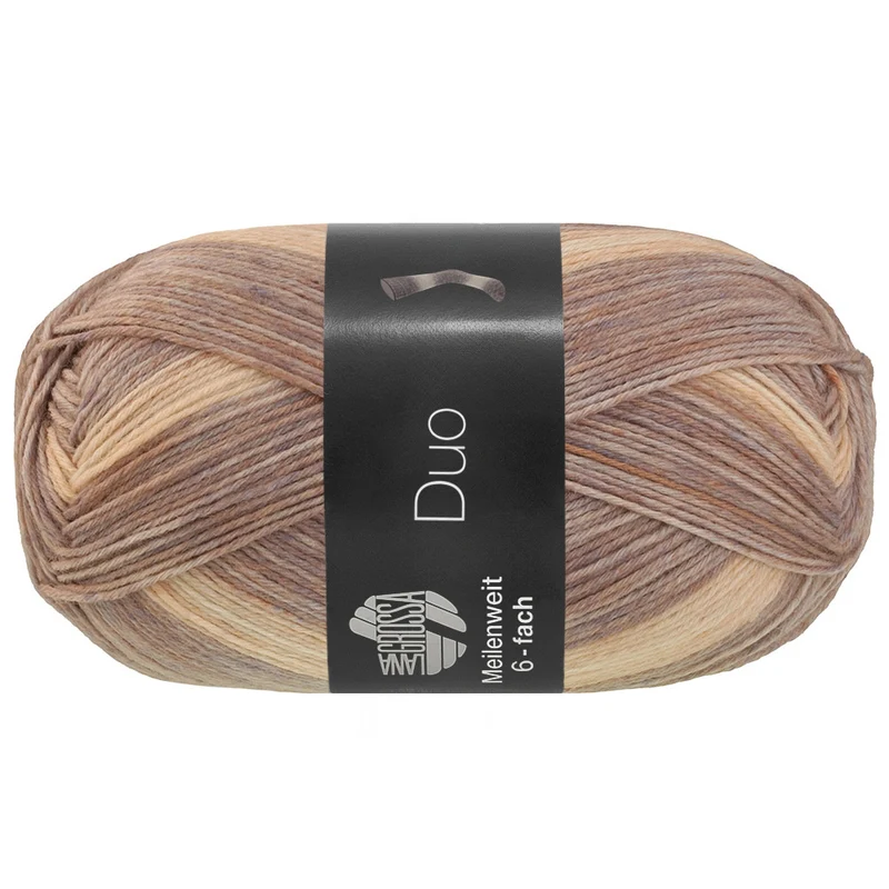 Lana Grossa Meilenweit 6-fach 150 Duo 9726 Graulila/Hellbeige