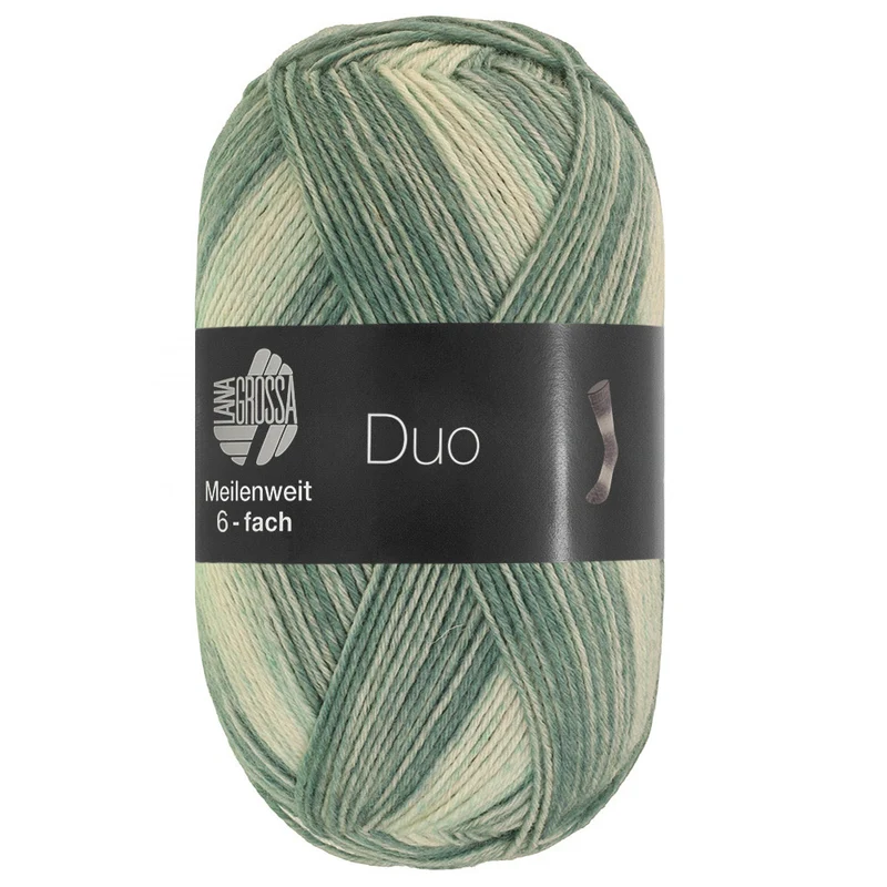 Lana Grossa Meilenweit 6-fach 150 Duo 9725 Grün/Hellgrau