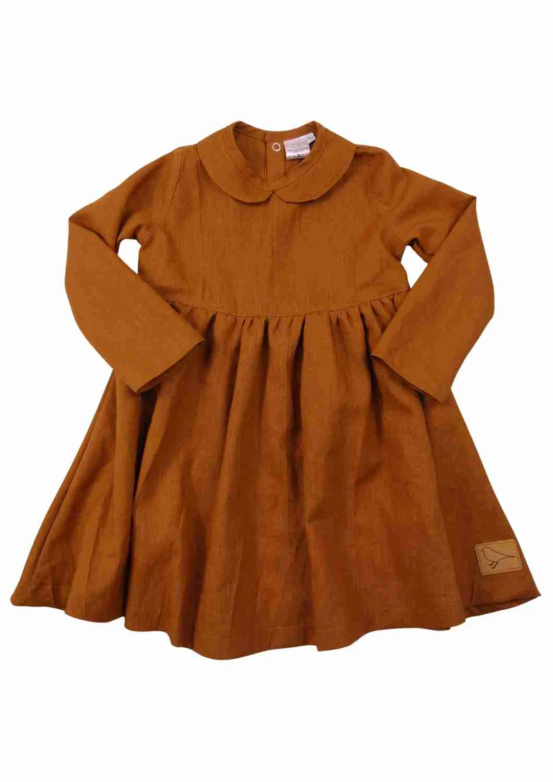 Leinenkleid für Mädchen mit Peter Pan Kragen "Kornblume", langarm