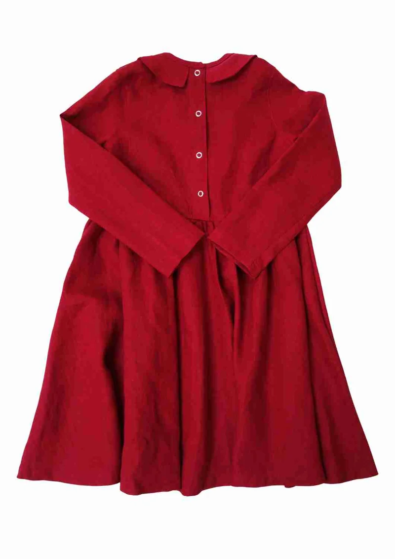 Leinenkleid für Mädchen mit Peter Pan Kragen "Kornblume", langarm