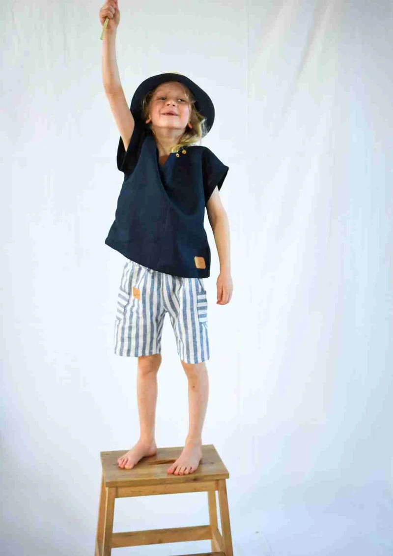 Leinenshirt für Kinder "Thymian", kurzarm