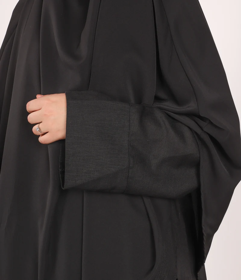 Übergroße Leinenbluse – Schwarz