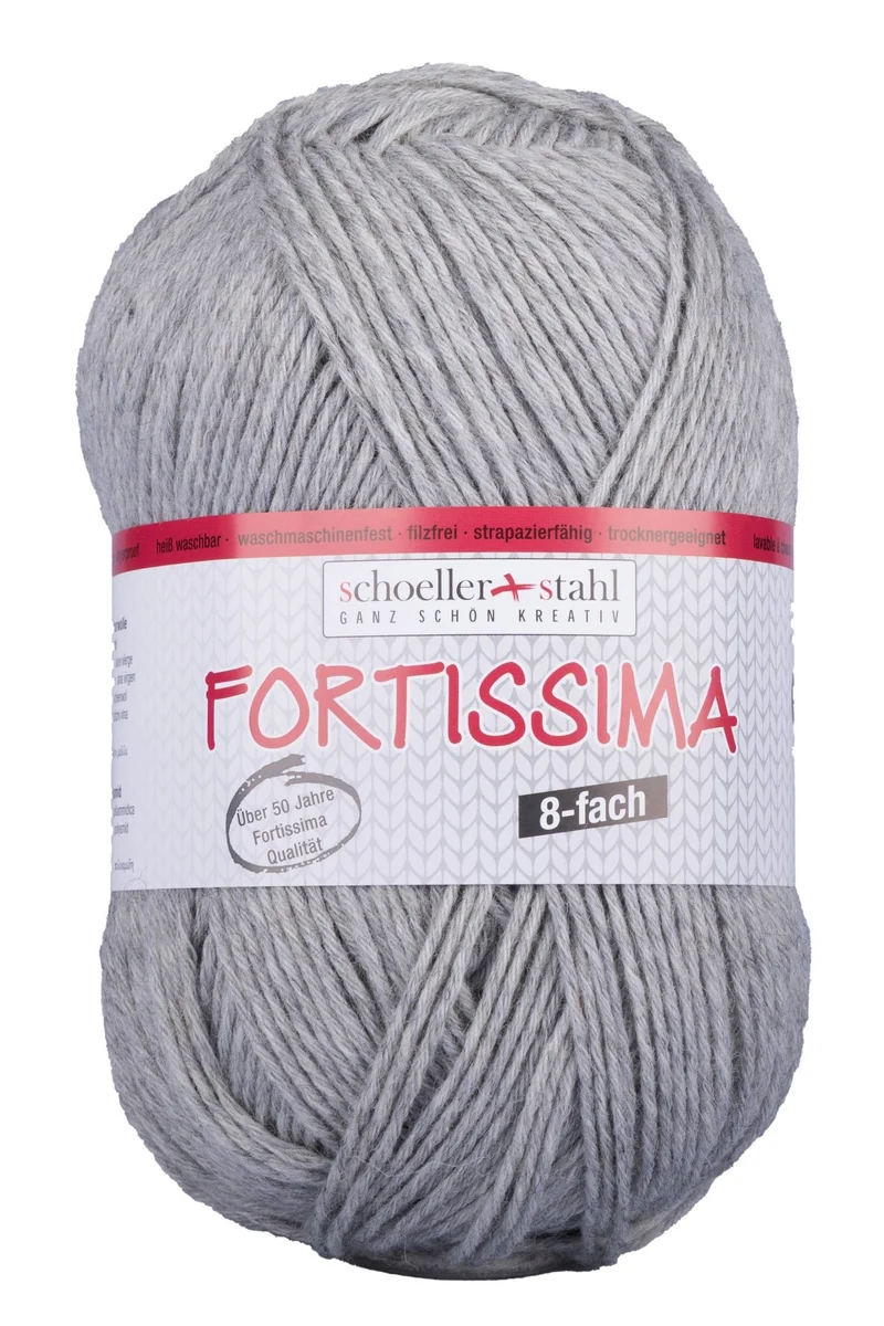 Fortissima 8-fach Sockenwolle 150g | Farbe 8055 - GRAU-MELIERT