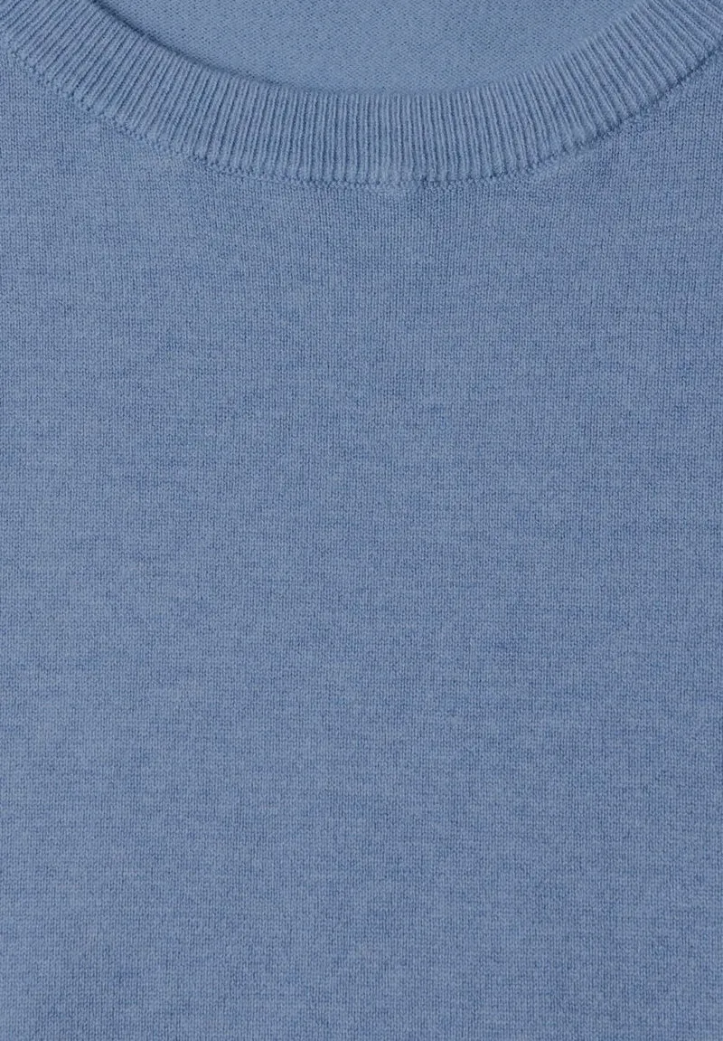 Kurzarm Pullover mit Rundhals in Unifarbe