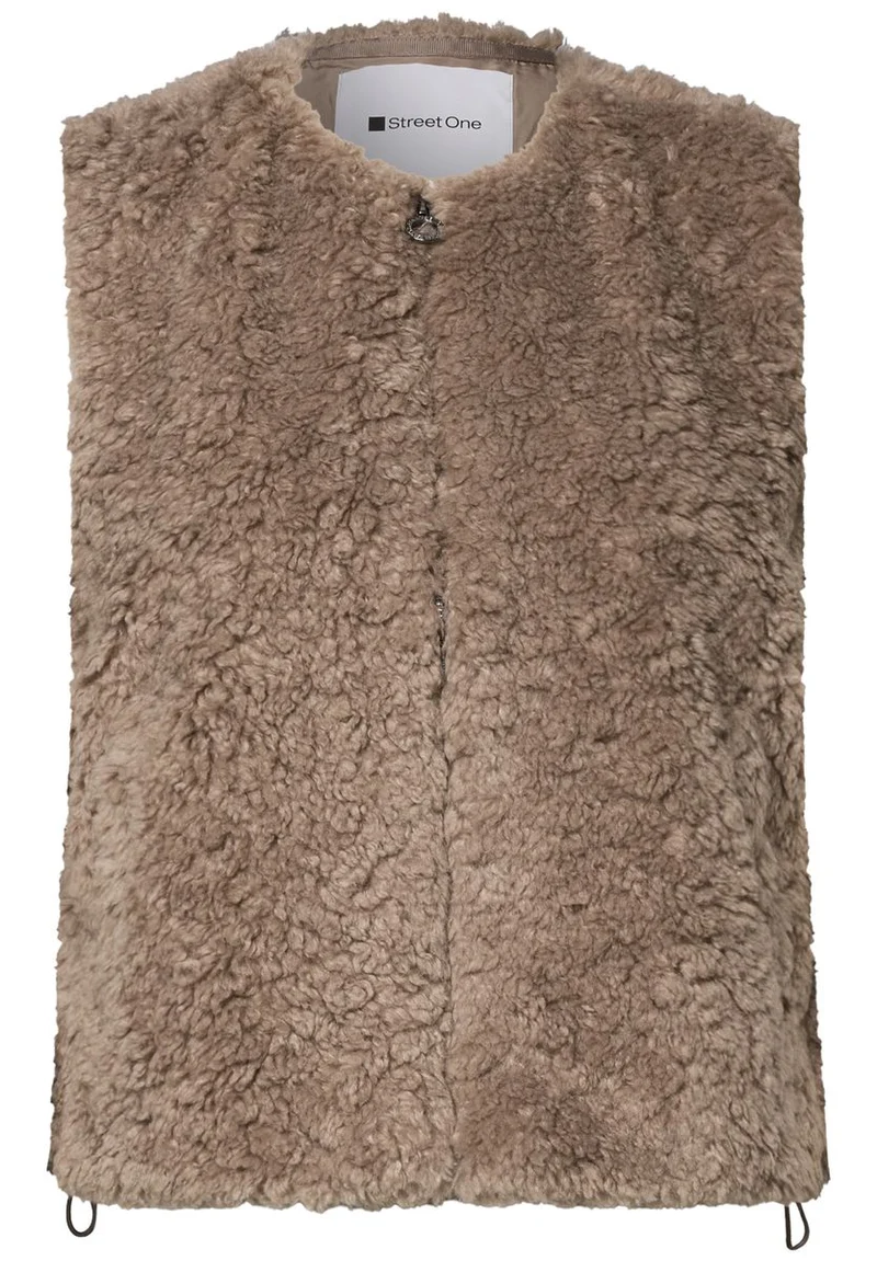 Fake Fur Weste mit Taschen und Zipper