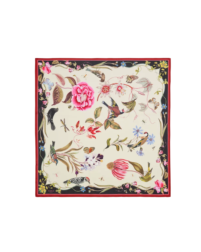Wonderland Scene Square Scarf in Ivory