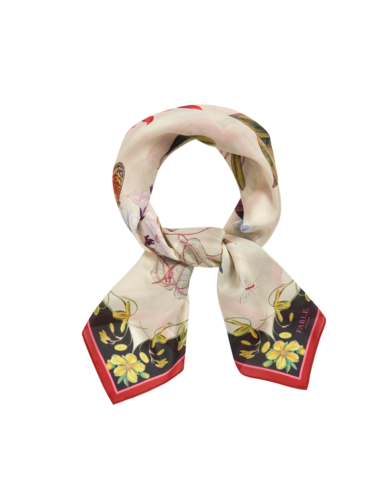 Wonderland Scene Square Scarf in Ivory
