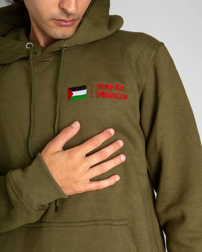 Bete für Palästina Kapuzenpullover – Oliv
