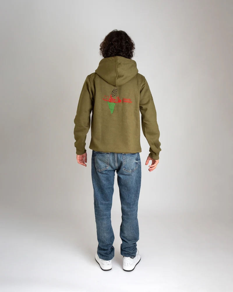 Bete für Palästina Kapuzenpullover – Oliv