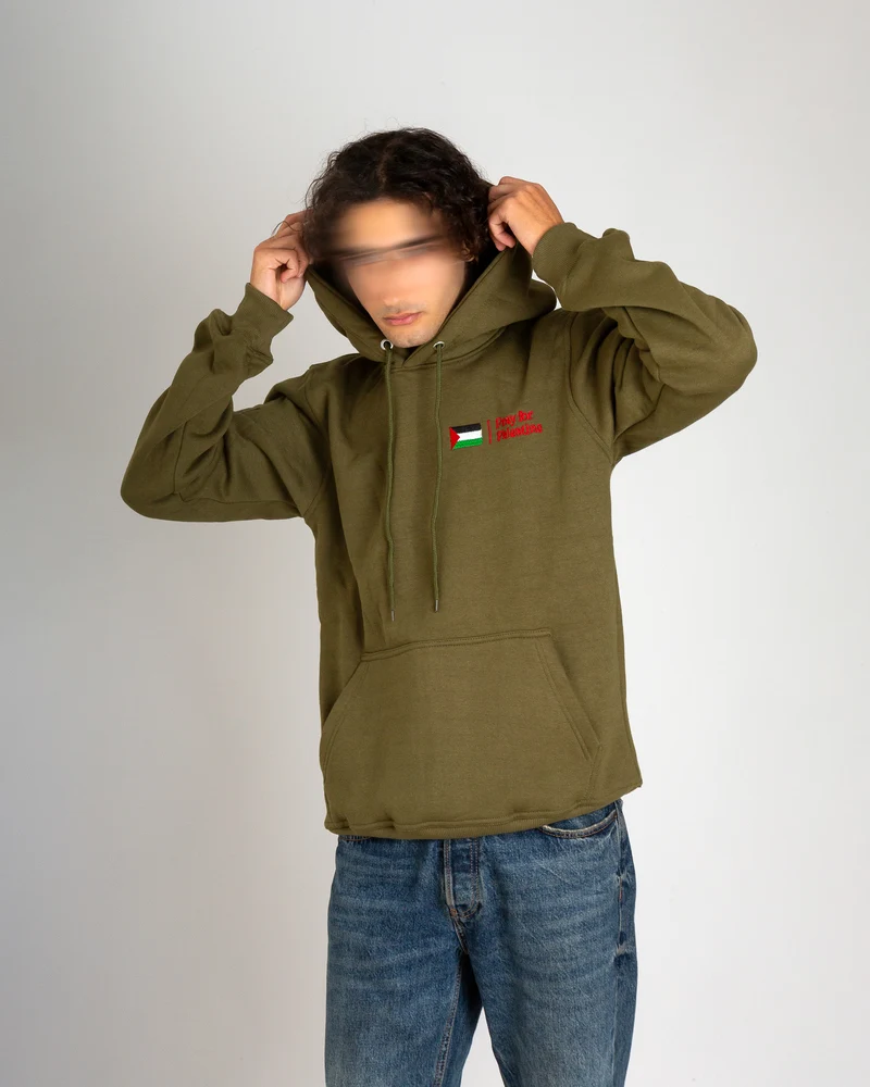 Bete für Palästina Kapuzenpullover – Oliv