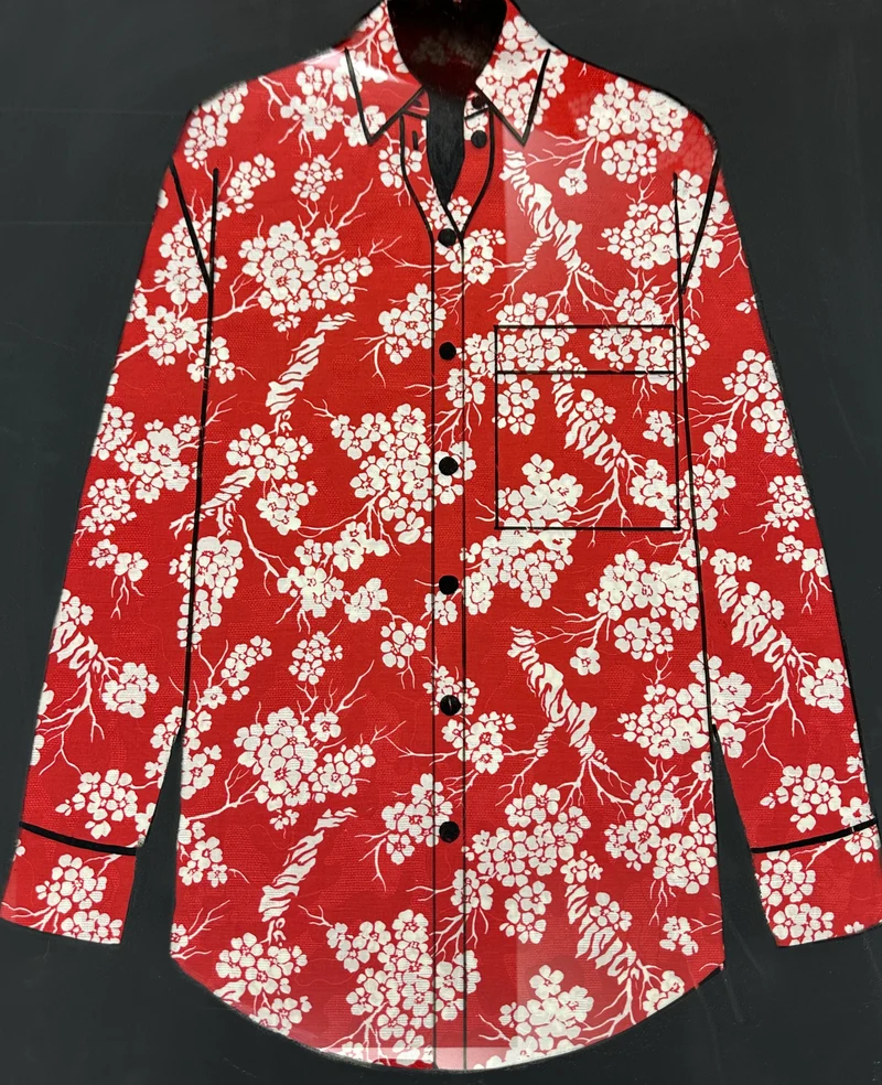No. 1937 Baumwoll-Leinenmischung kirschblüten