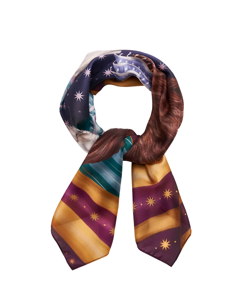 Catherine Rowe Pet Portraits Doodle Square Scarf in Purple
