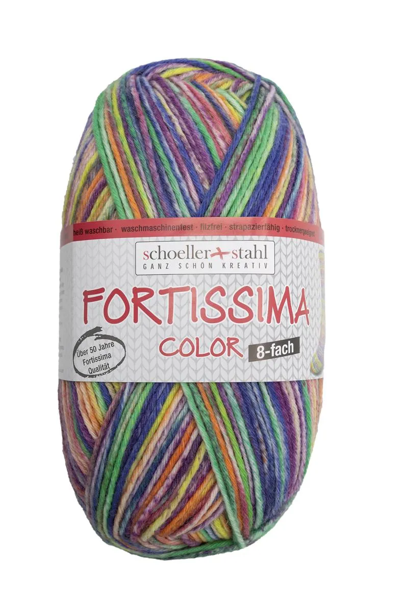 Fortissima 8-fach bunte Sockenwolle 150g | Farbe 810 - REGENBOGEN