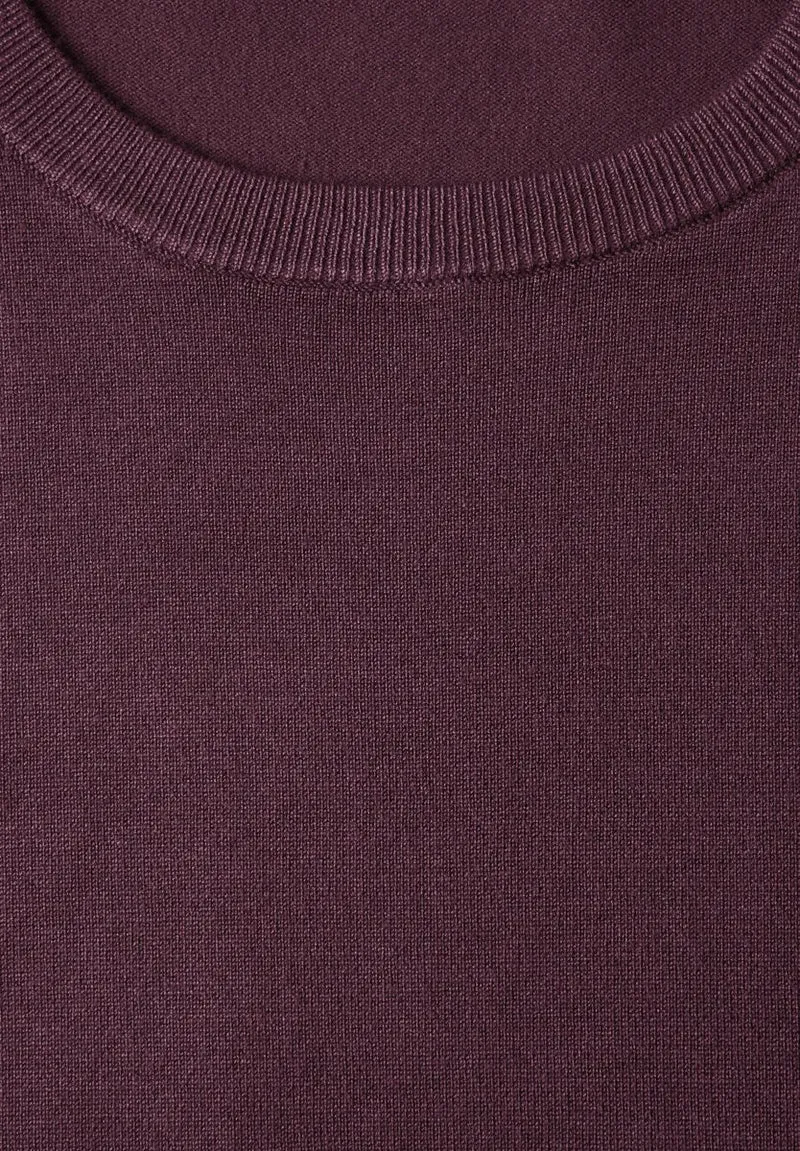 Kurzarm Pullover mit Rundhals in Unifarbe