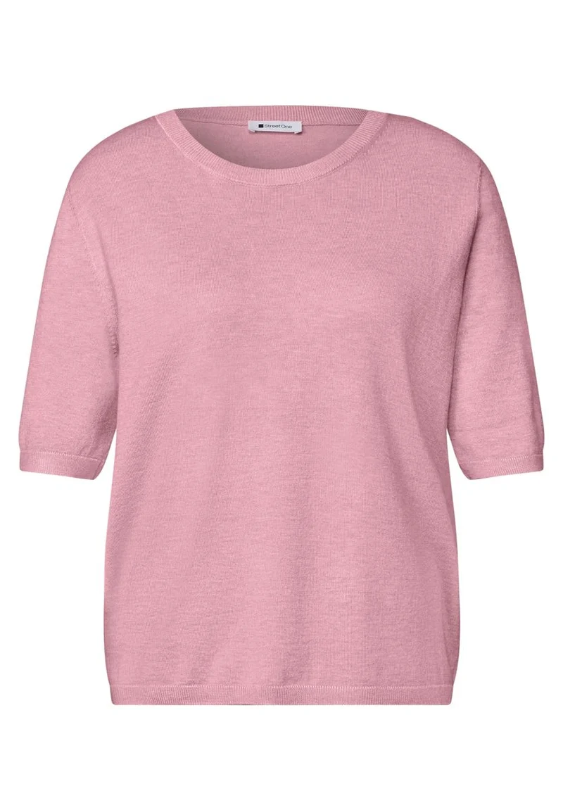 Kurzarm Pullover mit Rundhals in Unifarbe