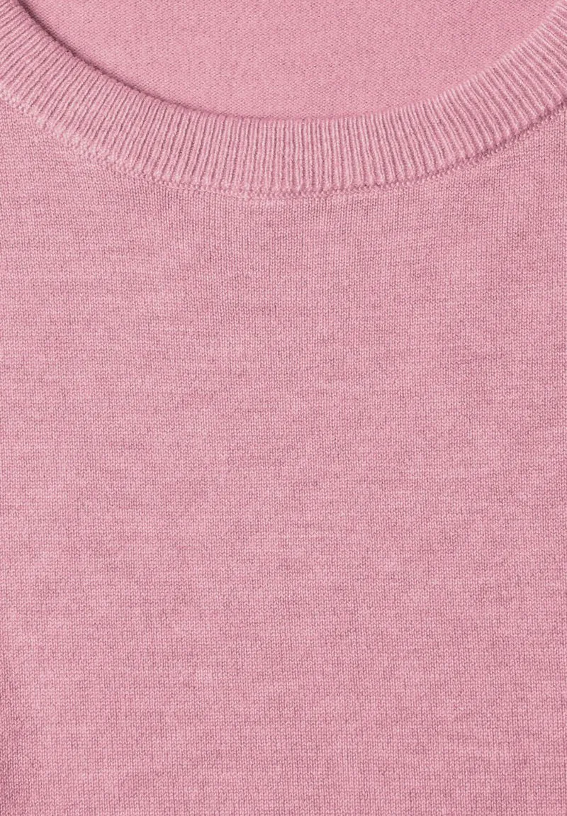 Kurzarm Pullover mit Rundhals in Unifarbe