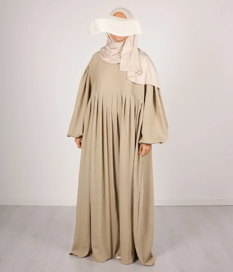 Abaya Leinen Puffärmel Madaya – Weizen