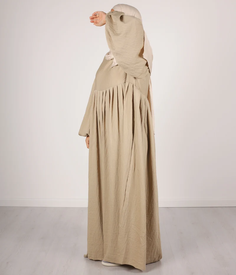 Abaya Leinen Puffärmel Madaya – Weizen