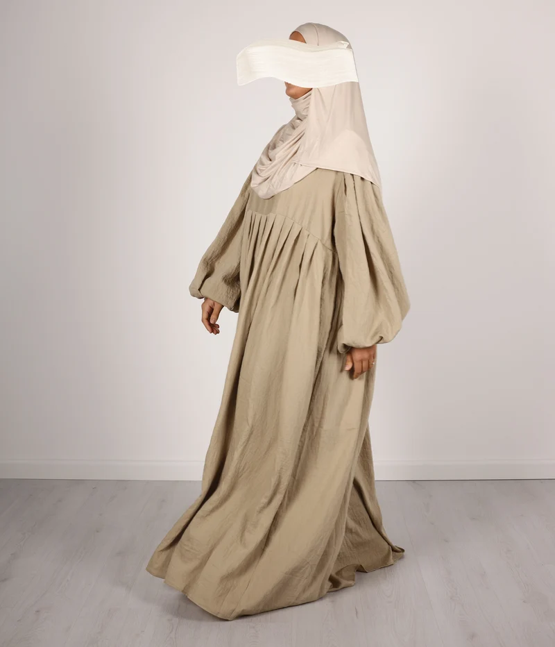 Abaya Leinen Puffärmel Madaya – Weizen